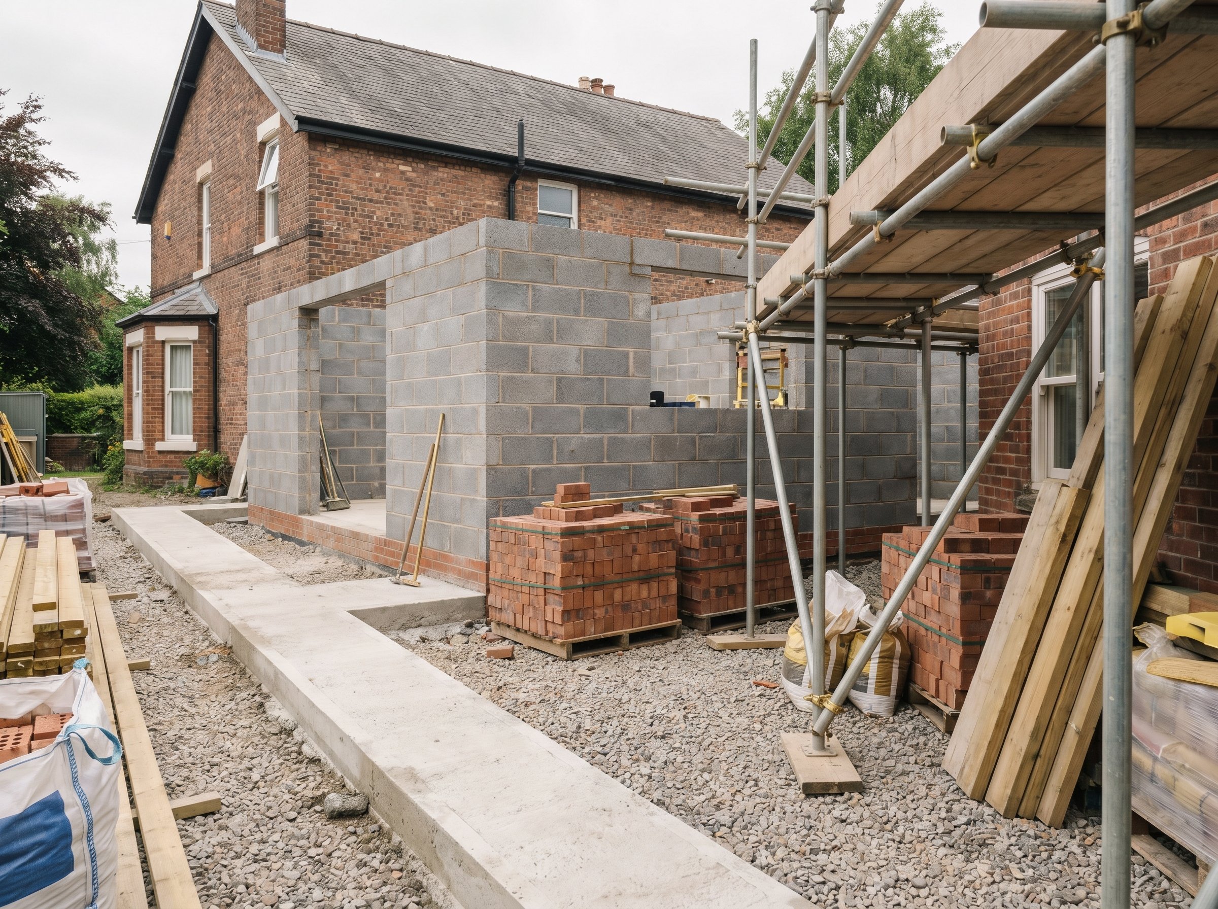 Groundworks and brickwork on a managed North West construction site